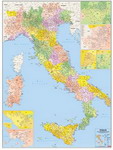 Planisfero 151-Italia carta murale amministrativa con CAP cm 100X140